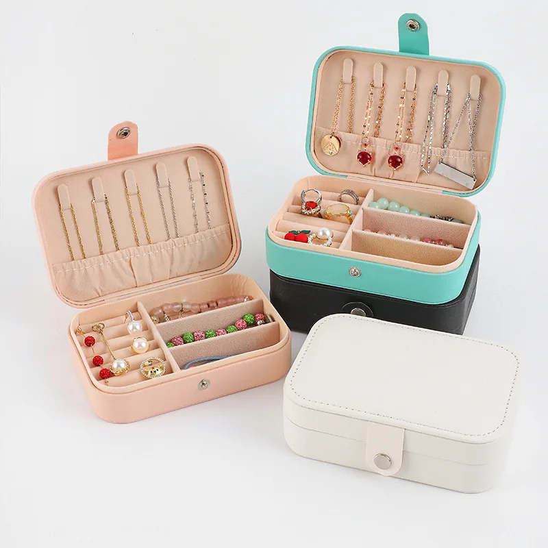 

Single-Layer Travel Jewelry Organizer Box Storage Case Girl Portable PU Leather Earring Ring Necklace Jewellery Case Organizer