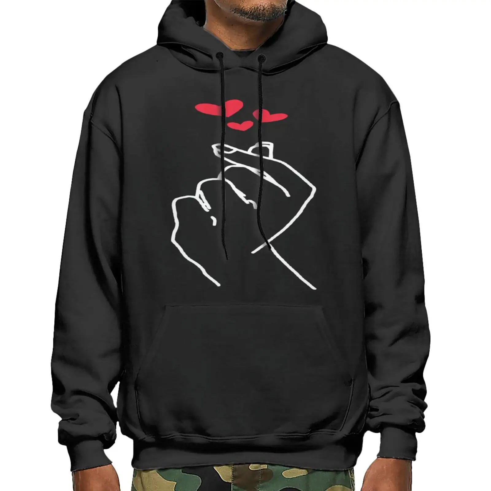 

Korean Finger Heart Hand Kpop Christmas Sweatshirts Hoodies Men's Hoodies Oversize Men Clothing Women's Jacket Male Sweatshirt