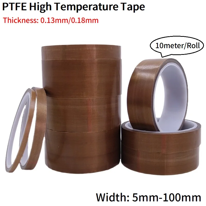 

10M PTFE Tape Adhesive Cloth Insulated Vacuum High Temperature Resistant Electrical Heat Insulation Sealing Brown PTFE Tapes