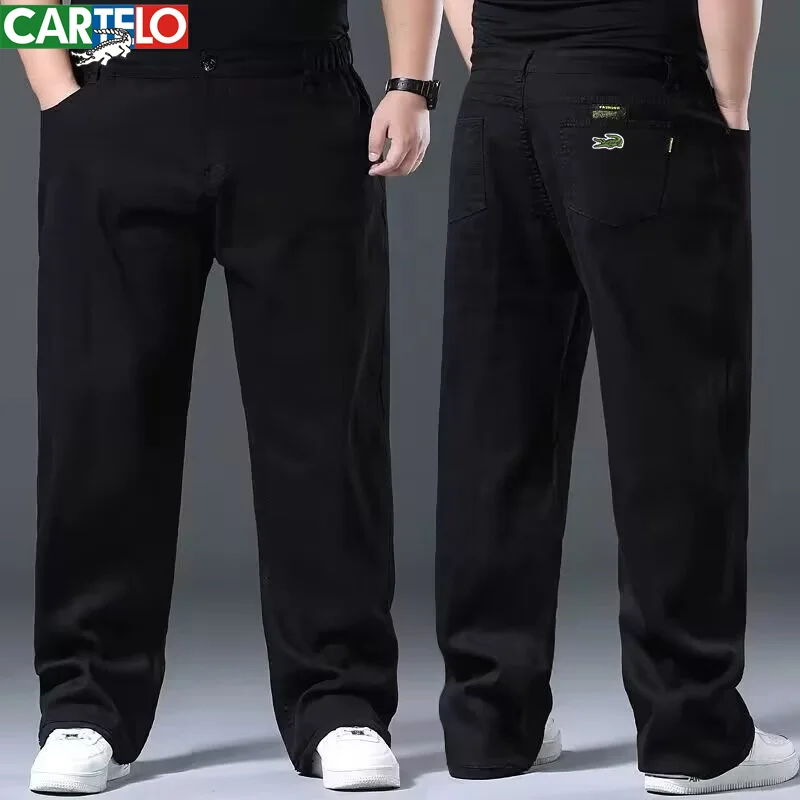 Spring and Autumn Fashion CARTELO Brand New Men's Jeans Large Black Blue Loose Large Jeans Casual Fat Oversized Workwear Pants