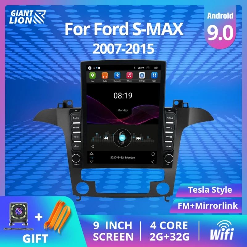 2DIN Car Radio For Ford S Max S-MAX 2007-2015 Android 10 Car Multimedia Player Navigation GPS Carplay Tesla Style Auto Radio HU
