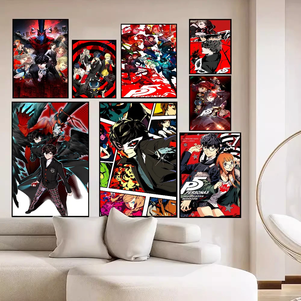 Самоклеящийся Постер Высокого Качества Hd persona 5 Для Видеоигр Белая Настенная