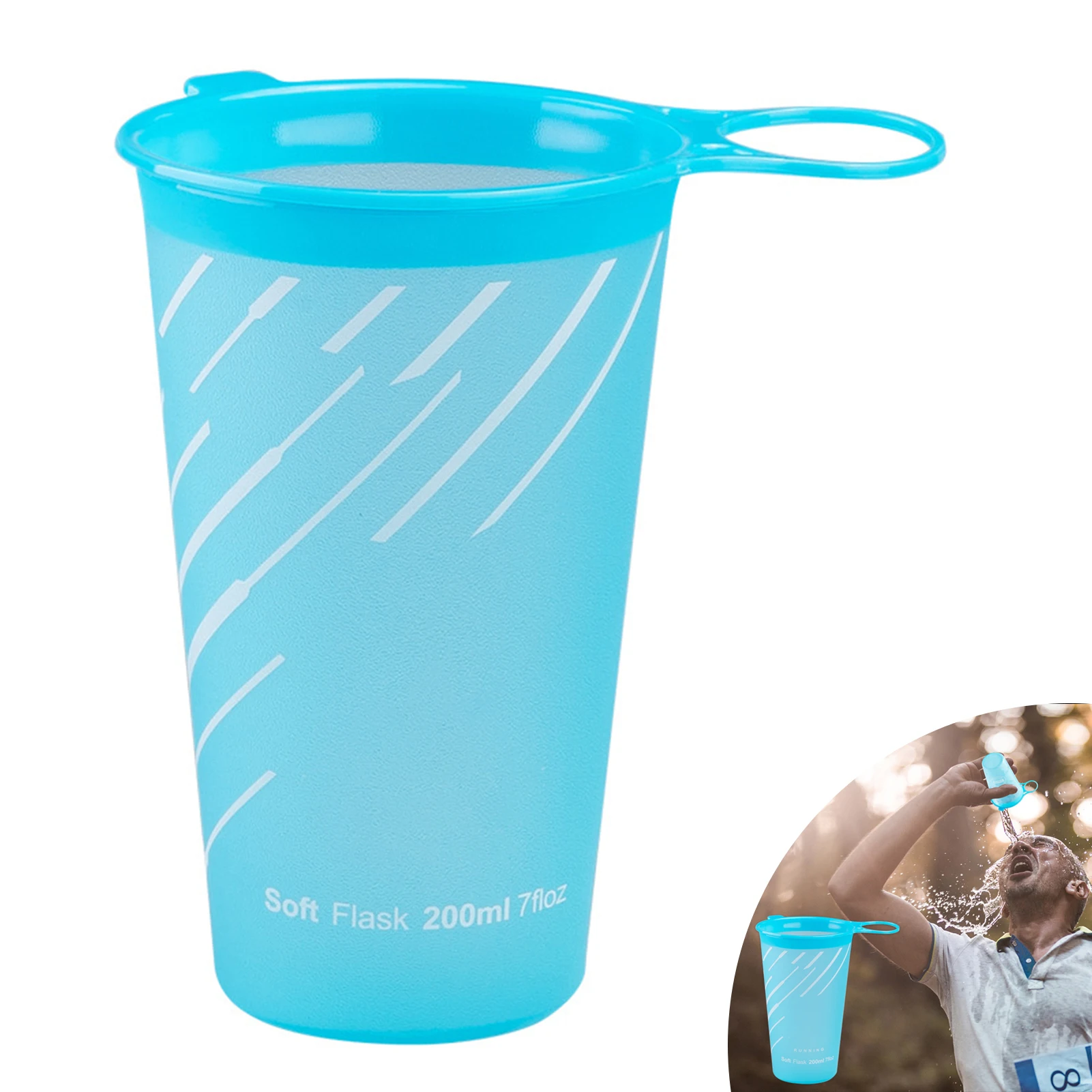 

Collapsible Drinking Cup 200ml / 7oz Soft Reusable Race Cup TPU Material BPA PVC Free For Marathon Climbing Hiking Fitness