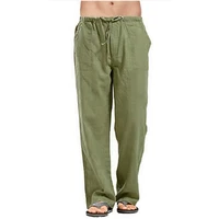 cotton and linen large size breathable sweat absorbing trousers spring and summer casual wide leg baggy pants jogging pants men