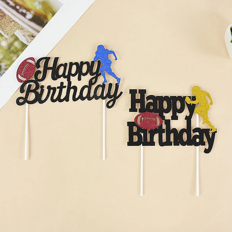 

1pc Soccer Cake Topper Inserts Boys Girls Soccer Team Happy Birthday Cake Decorations Baking Party Dress Up Inserts Decor Balls