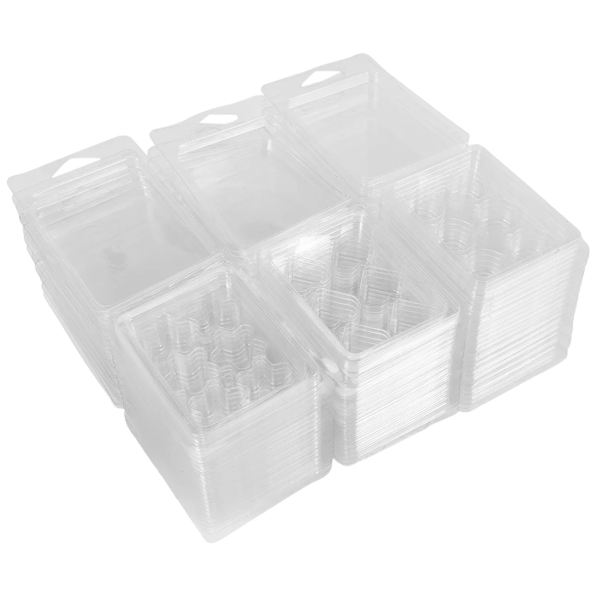 

60 Pack Wax Melt Containers-6 Cavity Clear Empty Plastic Wax Melt Molds - Clamshells for Tarts Wax Melts.