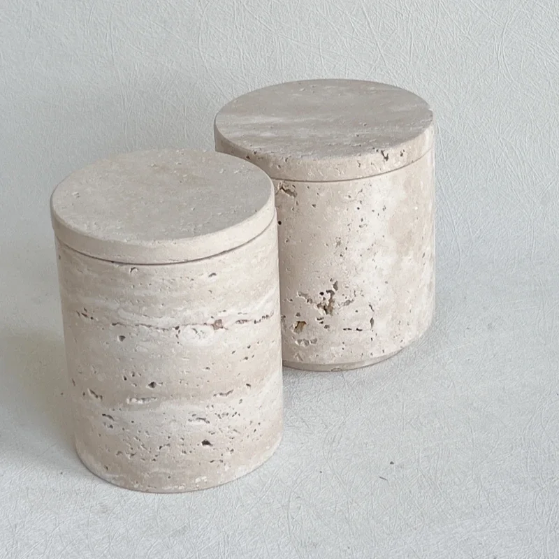 D9X11.5CM Wabi-sabi бежевый травертин мраморные банки каменный резервуар для хранения