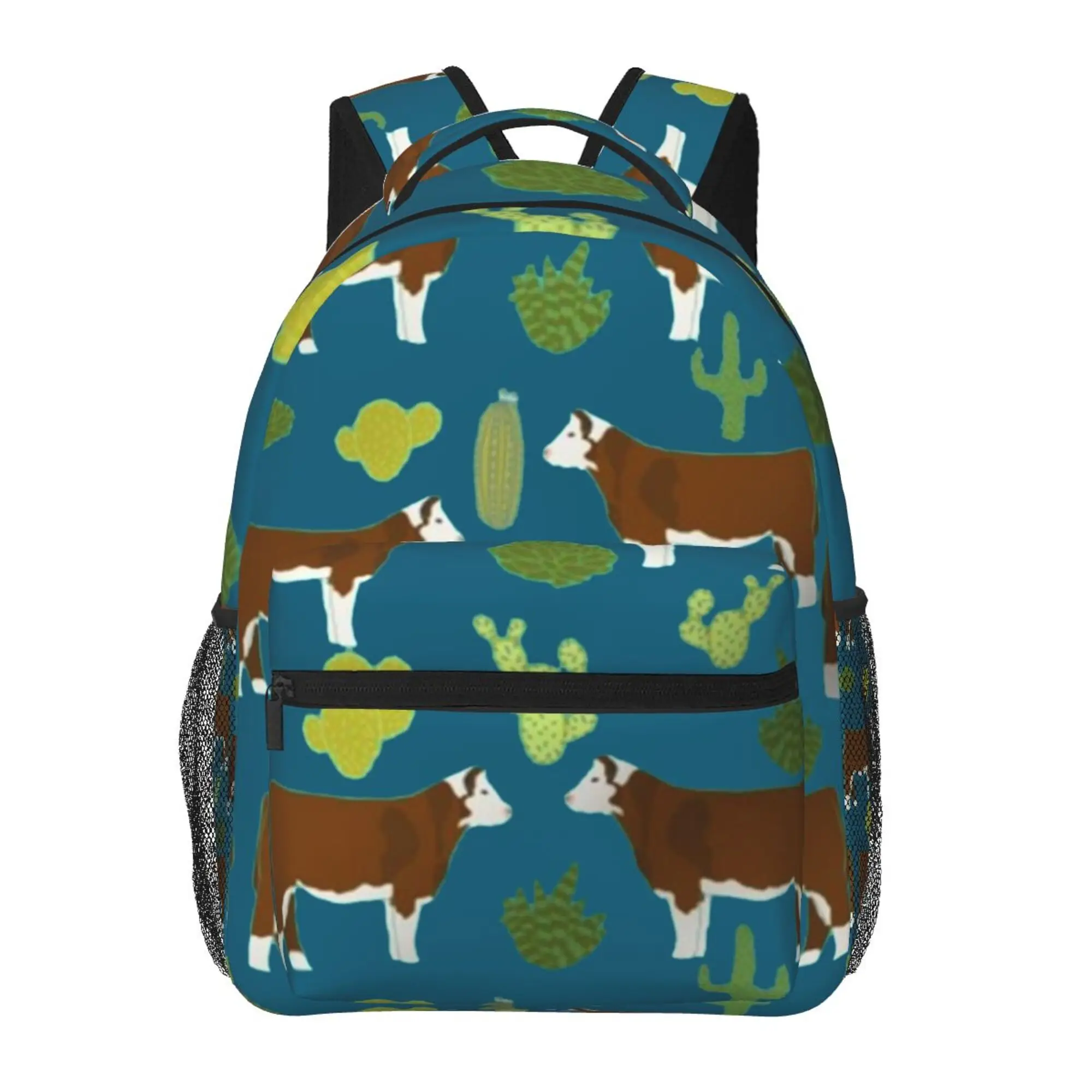 

Cow Fabric Cattle And Cactus Towels Classic Basic Canvas School backpack Casual Daypack Office Backpack for Men Women