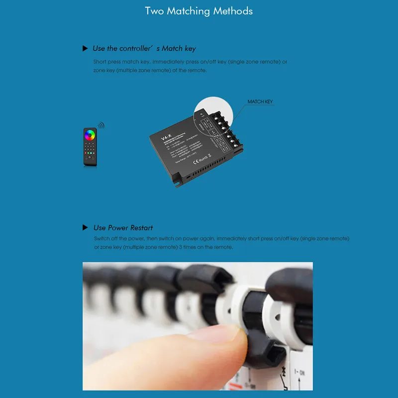 V4-X CCT/RGB/RGBW 2 4G RF светодиодный CV контроллер 4CH * 8A/5A DC12-48V 4-канальный ШИМ-контроллер с