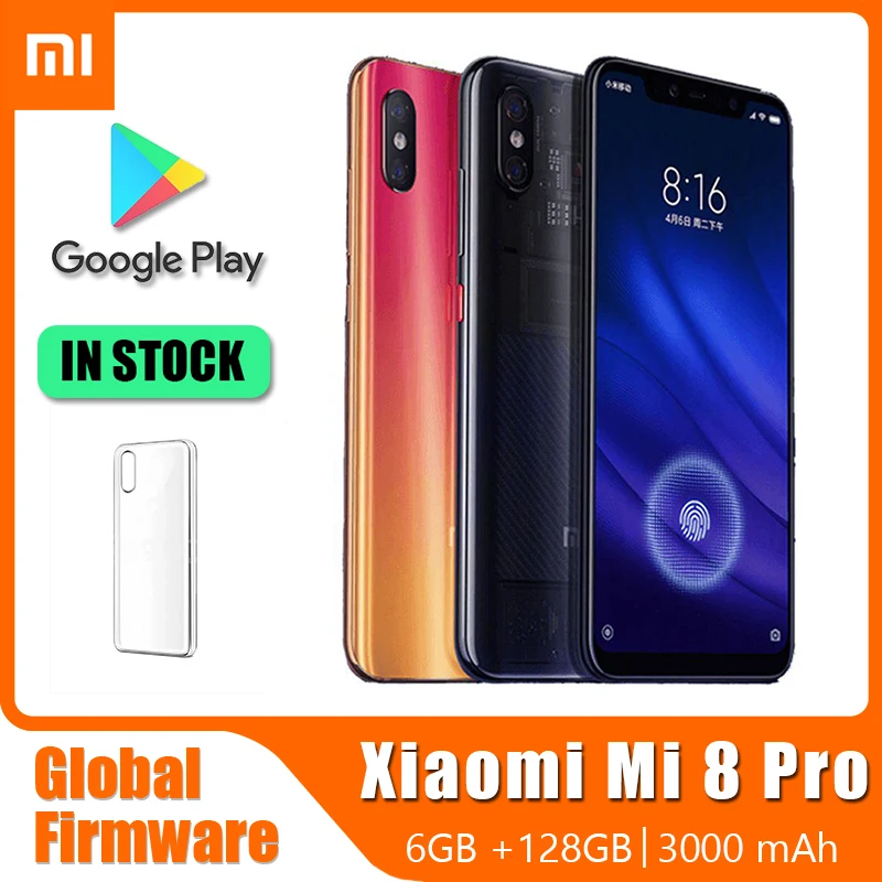 Original Xiaomi Mi 8 Pro Smartphone, Snapdragon 845 Android Cellphone Fingerprint NFC 3000 mAh (Random Colour)