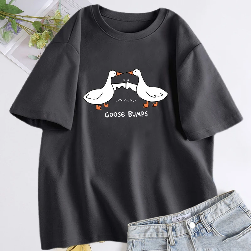 

Goose Bumps T-shirt Funny Silly Goose T-shirt Duck Short Sleeve T-shirt Casual O-Neck T-shirt Unisex Summer Women's Wear