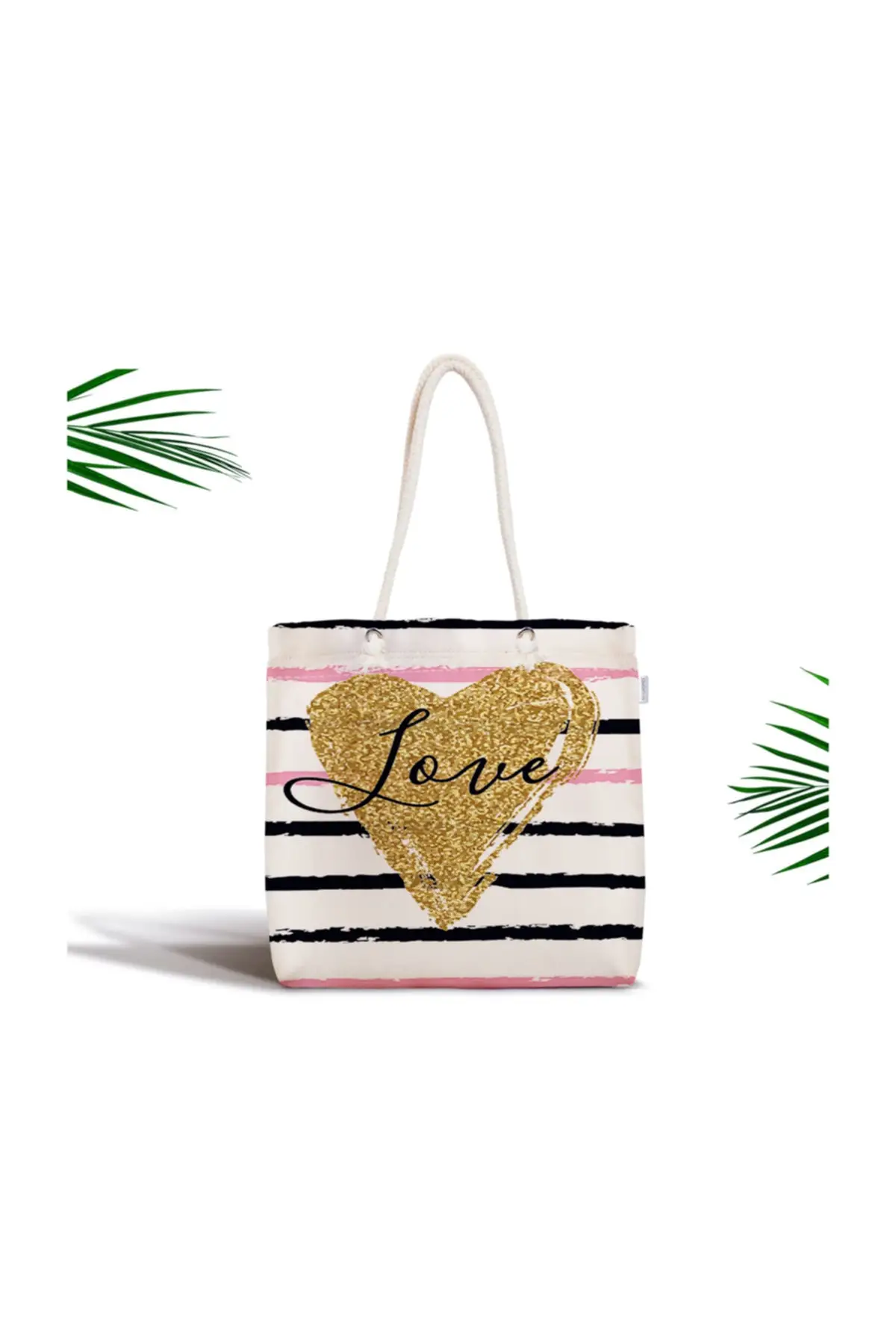 

Женская пляжная сумка с позолоченным сердечком, тканевый тоут на молнии с цифровым принтом, модная летняя большая сумка-шоппер на плечо