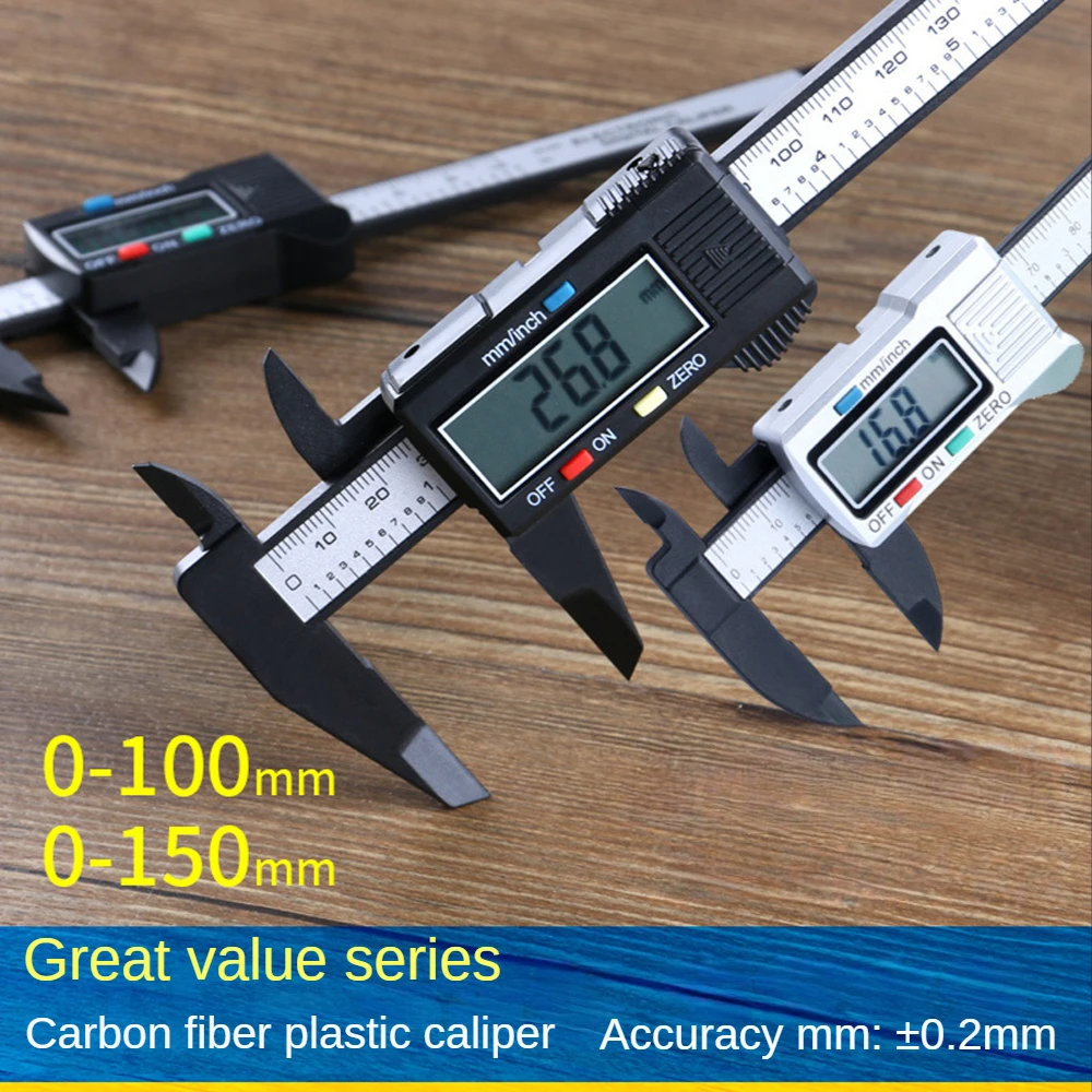 

Measuring Tool Inner Outer Diameter Electronic Digital Display Vernier Caliper 0-150mm High Strength Plastic Caliper