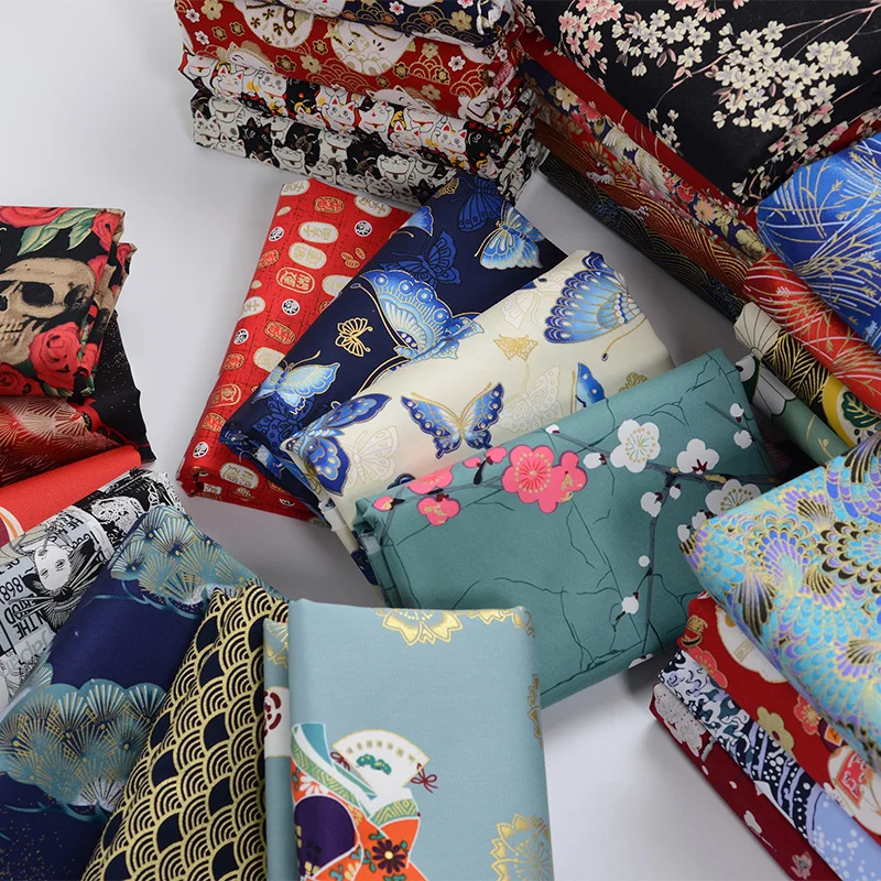 100% хлопок ткань для платья бронзовая японское кимоно с Африканским принтом