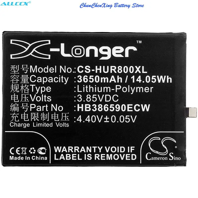 Аккумулятор Cameron Sino 3650 мАч HB 386590 ЭКВ для HUAWEI Honor 8X JSN-AL00 JSN-L21 JSN-L22 JSN-L23 JSN-LX1 JSN-LX2 JSN-LX3