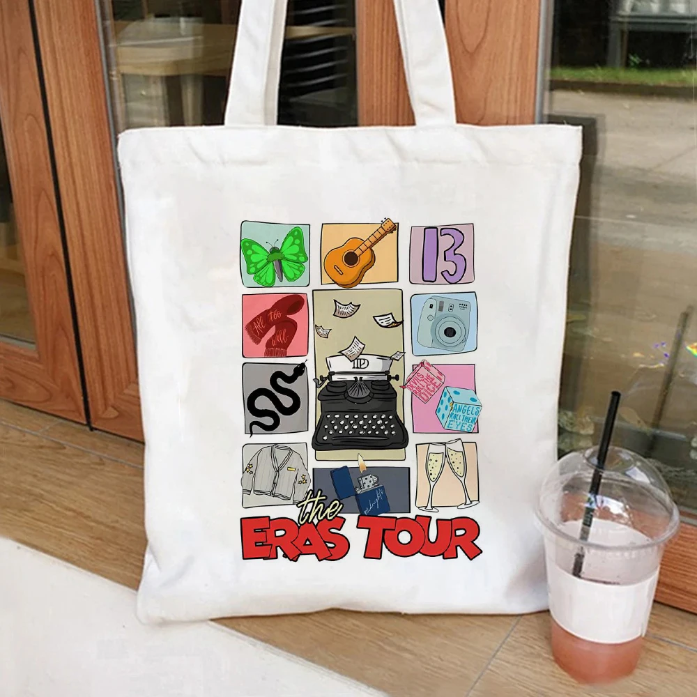 Холщовая Сумка-тоут с принтом The Eras Tour косметичка вместительные мешки для покупок