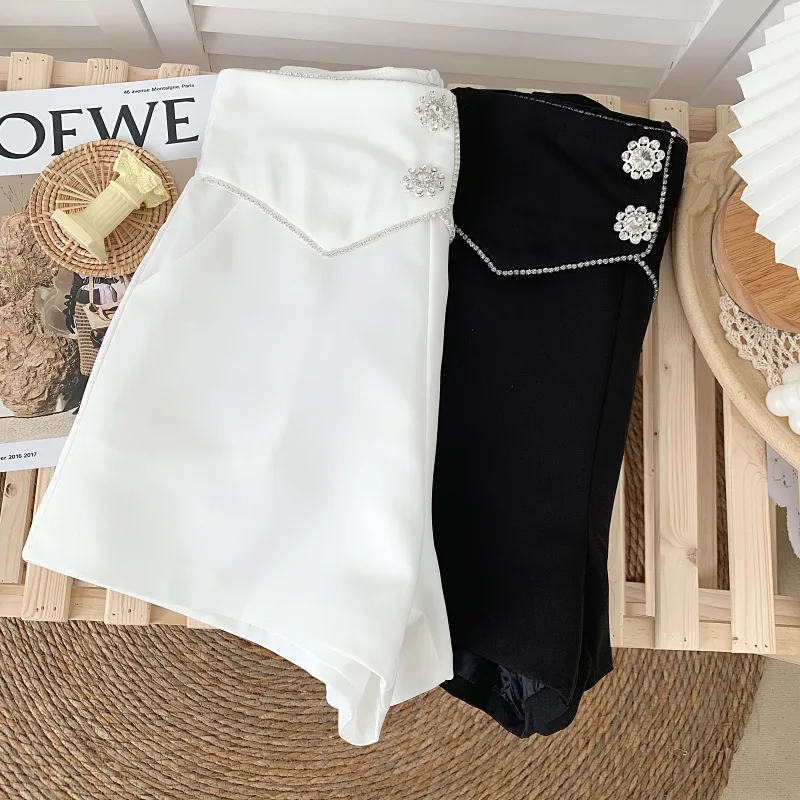 Shorts Women Summer Solid Minimalist All-match Pockets Clothing Korean Style Daily Holiday Trendy Basic Tender Leisure Design