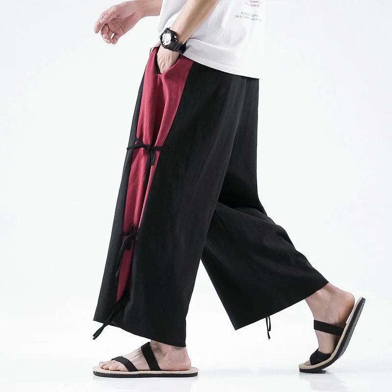 

Cotton linen Wide-leg Pants Men Chinese Style Casual Jogging Pants Large 5XL 2022 Spring High Quality Sweatpants Men Pants