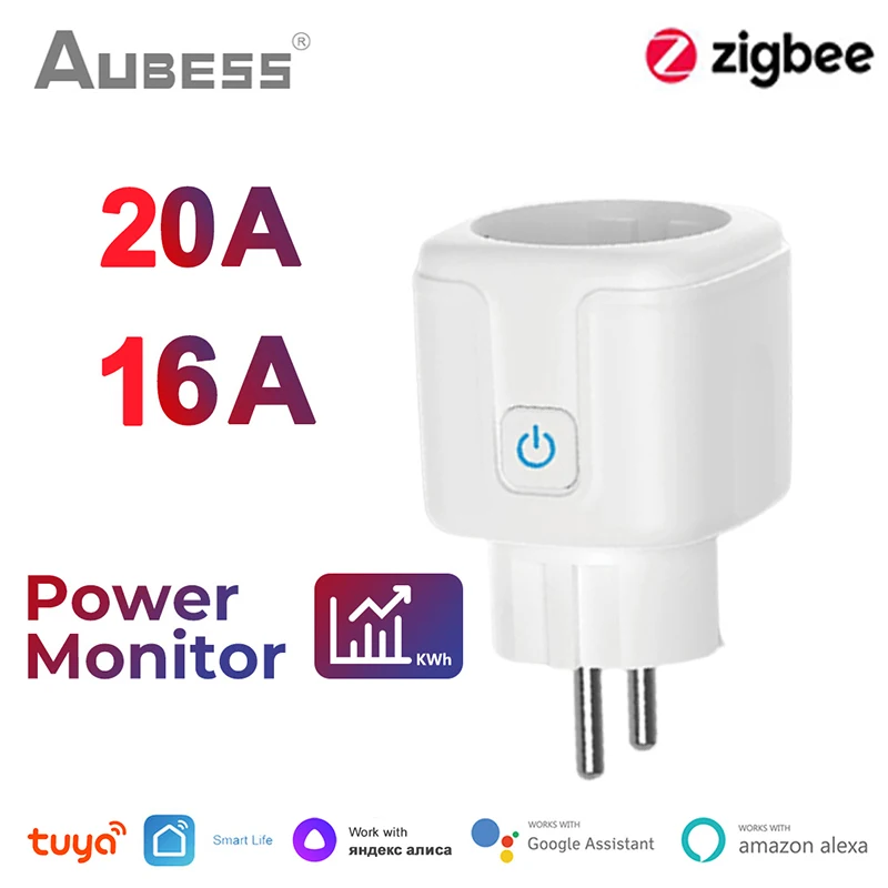 

Tuya 16A/20A EU Smart Socket Zigbee Smart Plug With Power Monitoring Timing Function Voice Control Via Alexa Google Home Yandex