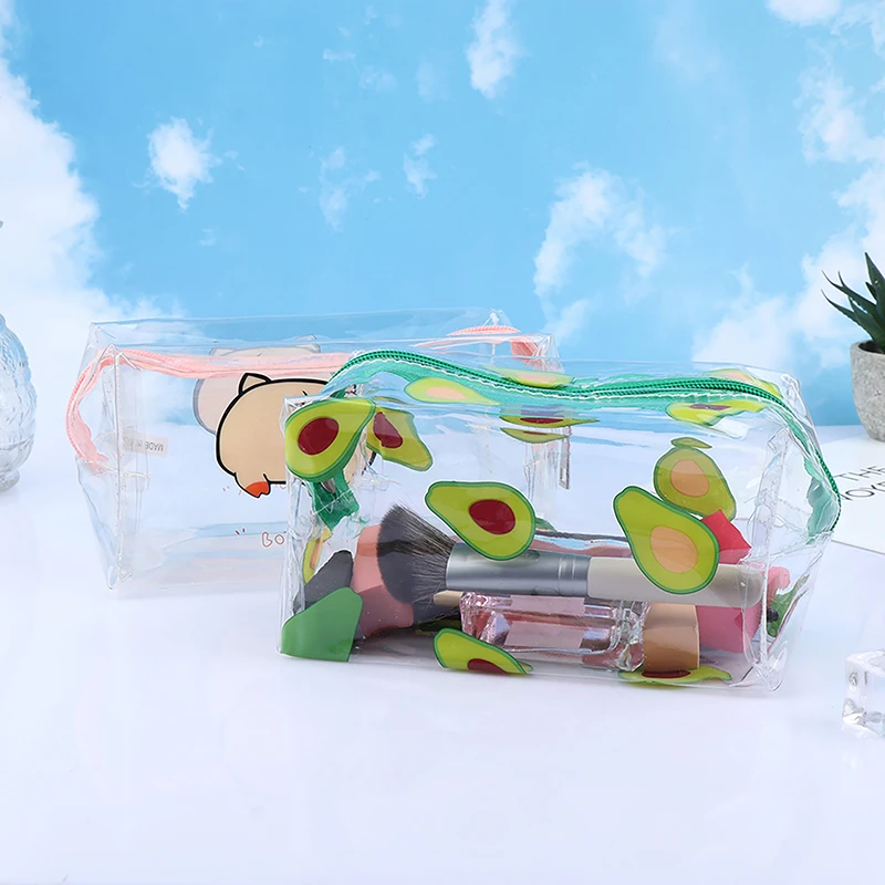 

1Pc Clear Makeup Bag Fashion Transparent Travel Portable Mini Wash Storage Bags Fruit Animal Print Women Zipper Organizer