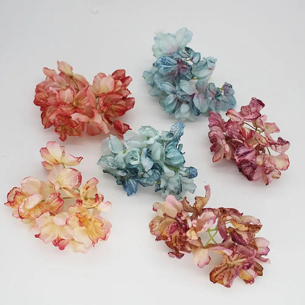 

5Pcs Fancy Lightweight Vivid Oil Painting Style Fake Hydrangea Wedding Decor Artificial Flower Fake Flower Head