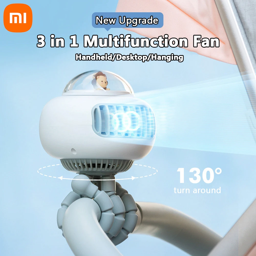 

New Xiaomi Safety Bladeless Baby Stroller Fan for Outdoors Home Quiet Mini 3 In 1 Portable Handheld Fan Air Cooling Ventilator