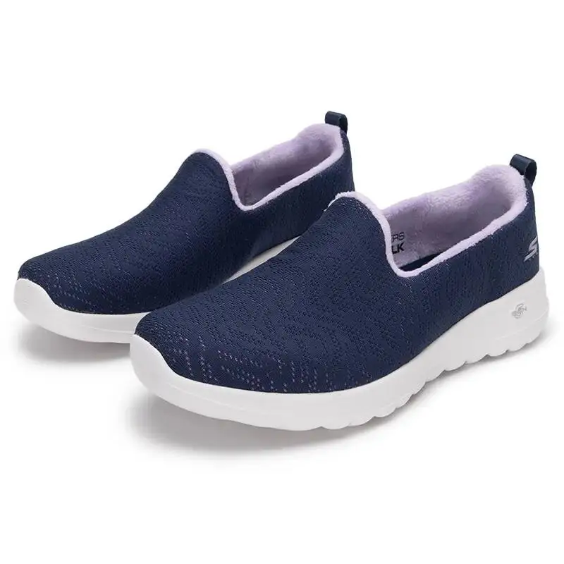 Фото Новые модные женские повседневные туфли Skechers для спорта и фитнеса, удобные, на флисовой подкладке, 124676-NVLV №2