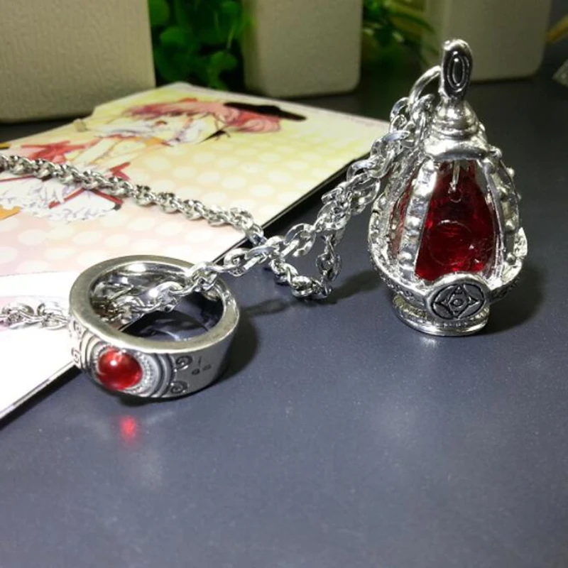 

Anime Puella Magi Madoka Magica Cosplay Gift Prop Soul Gem Necklace Pendant Ring Jewelry Set