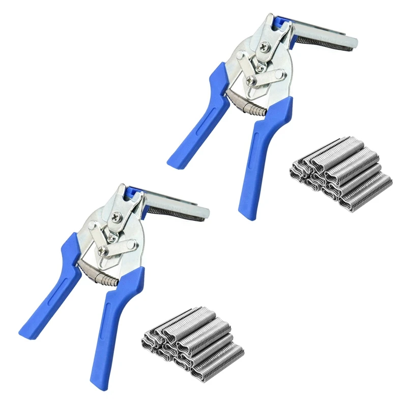 

2 Pcs Hog Ring Pliers With 1200 Pcs M Type Nails,Installation Repair Hand Tools For Animal Cages,Fencing,Railing,Car