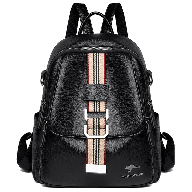 

2022 простые и элегантные кожаные рюкзаки, многофункциональные вместительные сумки на плечо, Женский дизайнерский рюкзак от известных женщи...