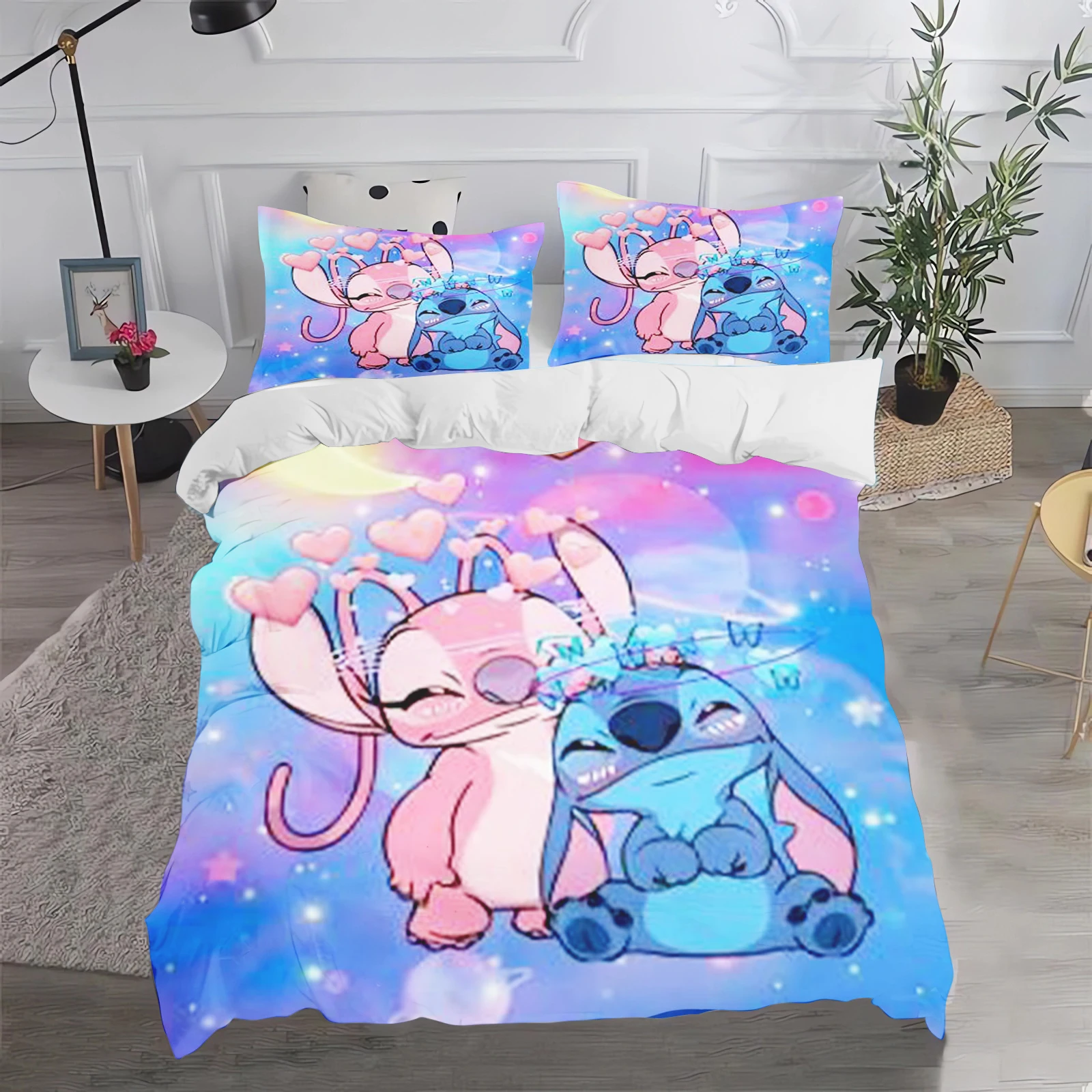 Комплект постельного белья из 100% полиэстера с пододеяльником и рисунком