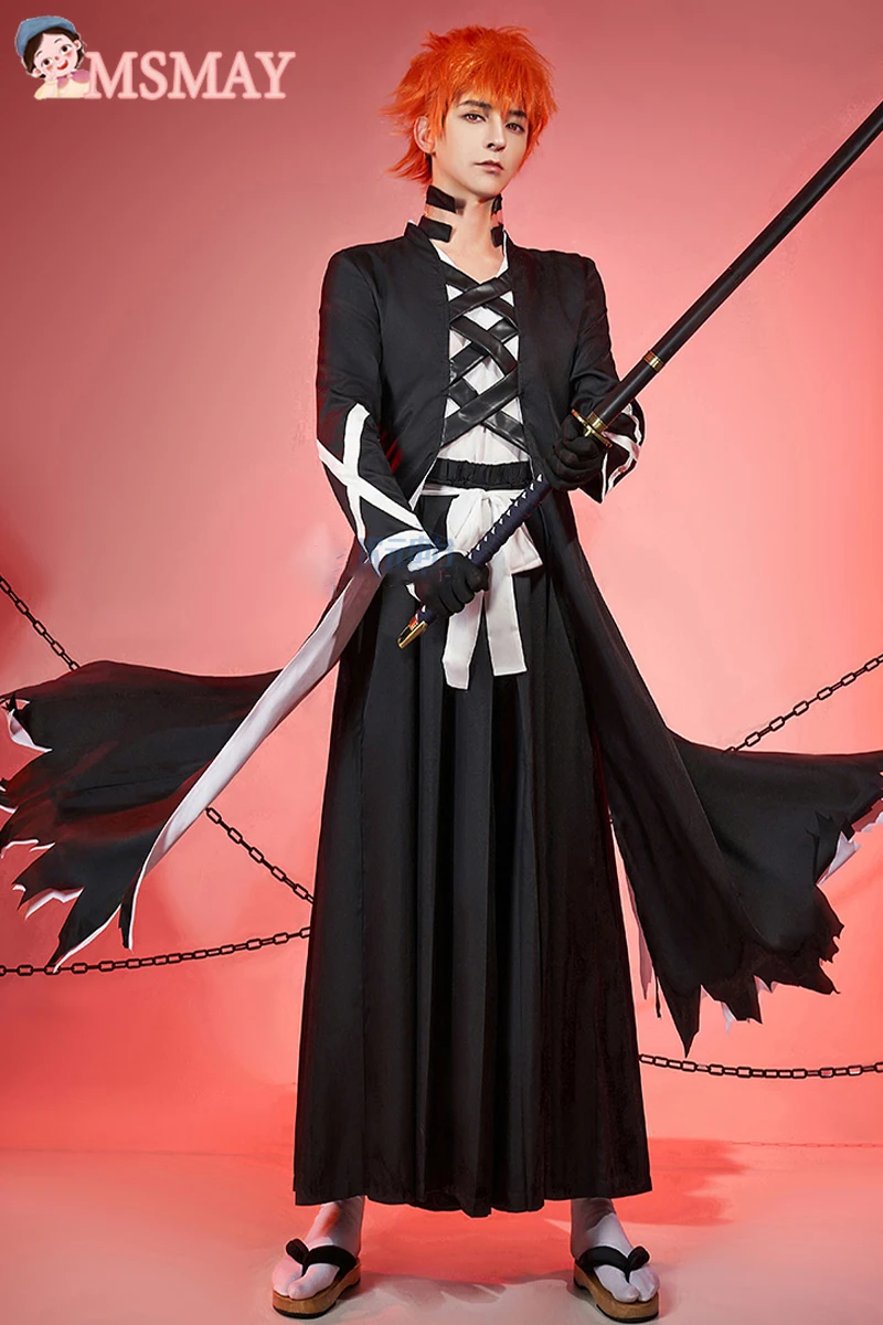 Anime Bleach Kurosaki Ichigo Fullbring New Bankai Look Cosplay Uniform Suit  Halloween Costume Custom-Made
