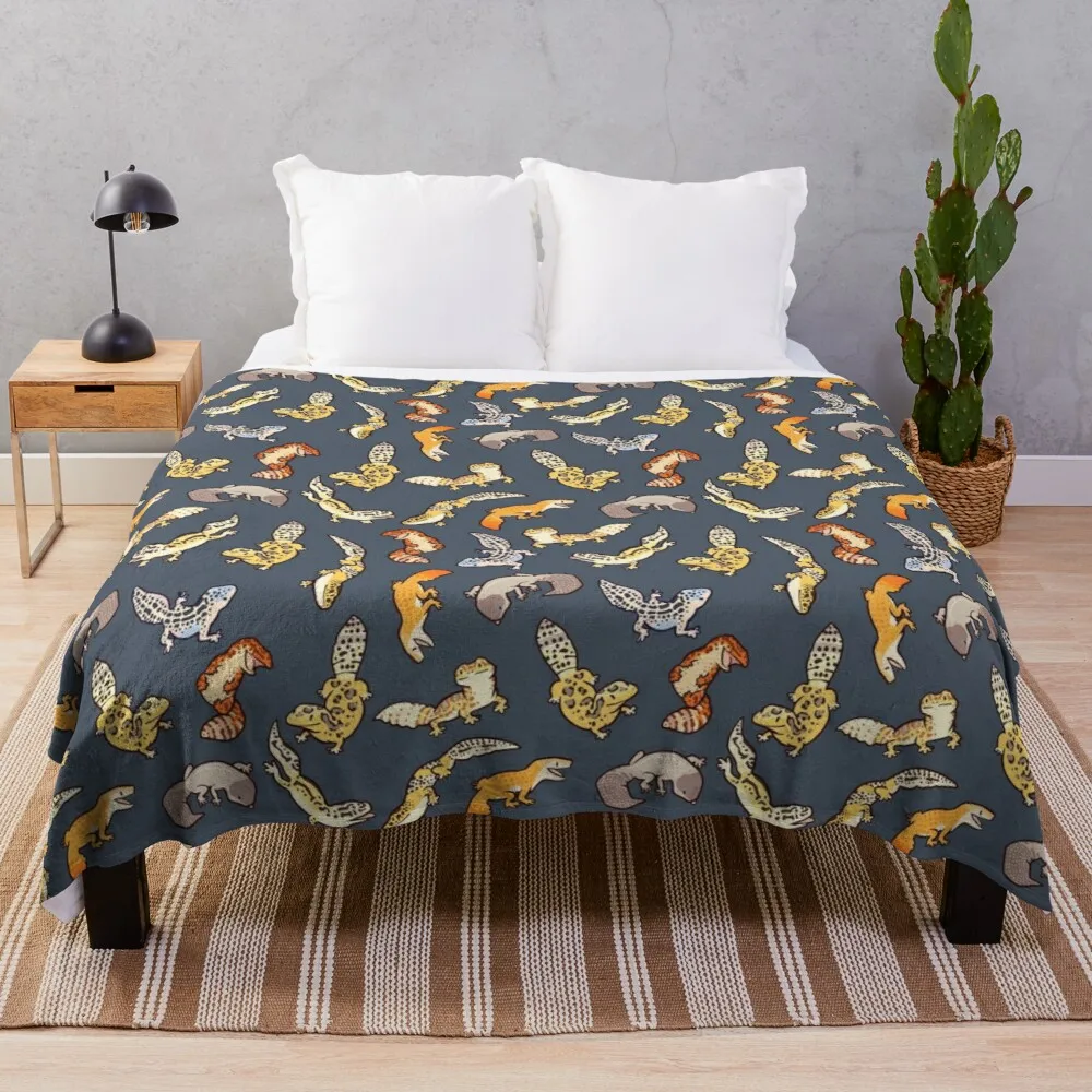 

chub geckos in dark grey Throw Blanket embroidered blanket for sofa