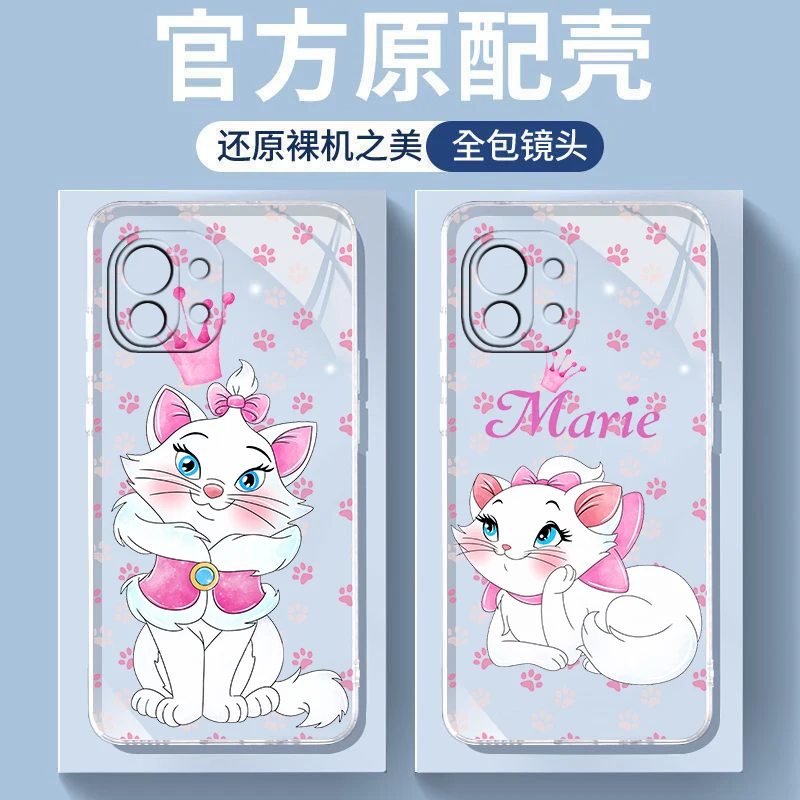 

Marie Cat Anime For Xiaomi Mi 13 12 11 10 11T 10T 9T 9 8 Note 10 Ultra Pro Lite Silicone Transparent Phone Case Coque Capa Cover