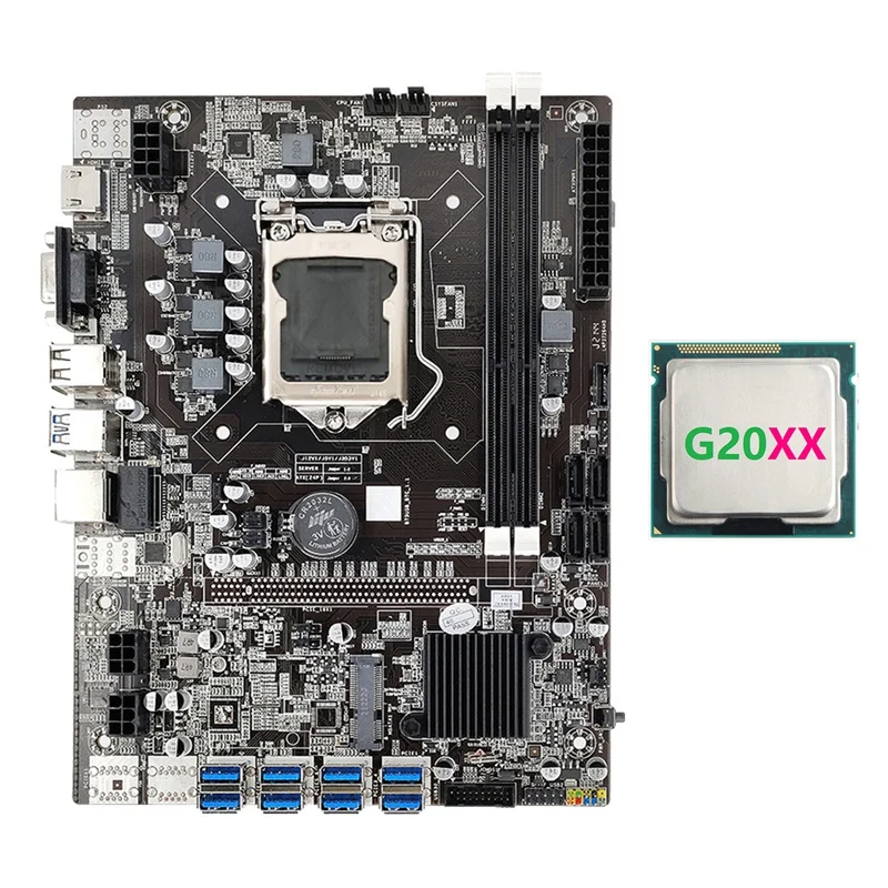 

B75 ETH Mining Motherboard+G20XX CPU 8XPCIE To USB LGA1155 MSATA DDR3 USB 3.0 B75 USB BTC Miner Motherboard
