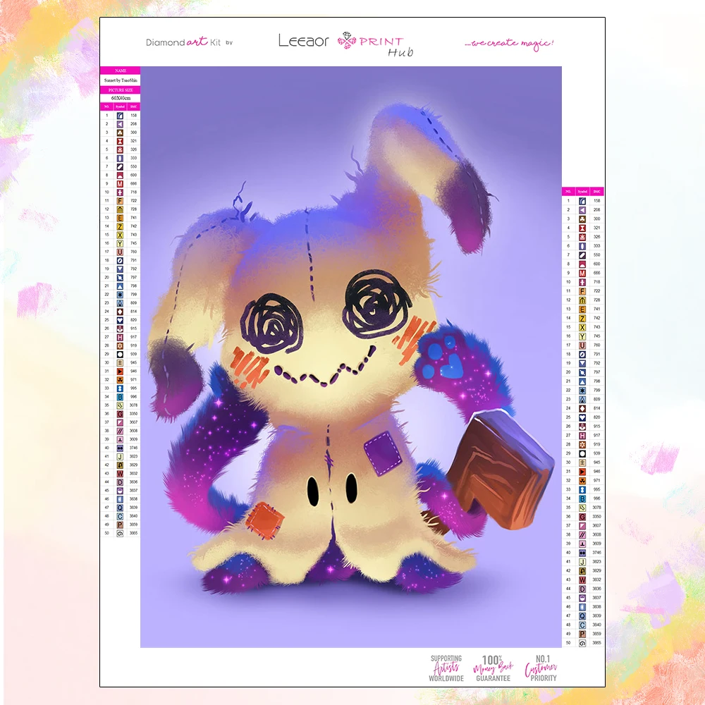 

Diamond Painting Cartoon Color Cat And Dog Plush Cute Full Crystal Cross DIY Embroidery Kit Children's Room Wall Decoration Gift