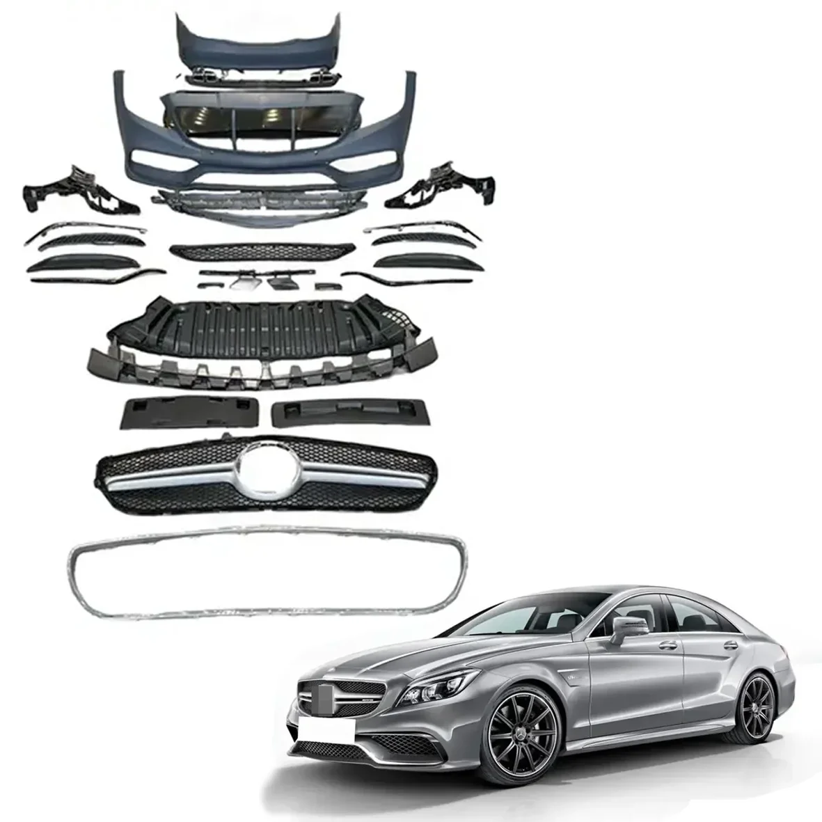 Комплект бампера B SPM обновленный для Cls63 Amg Style Body Kit пластик 1 комплект 2015-2023 Mercedes