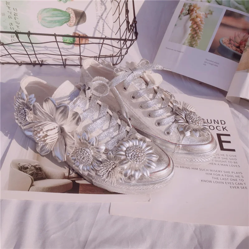 

Кожаные туфли Стразы ручной работы с цветами мечта бабочка грязные туфли повседневная женская модная обувь большого размера 35-46