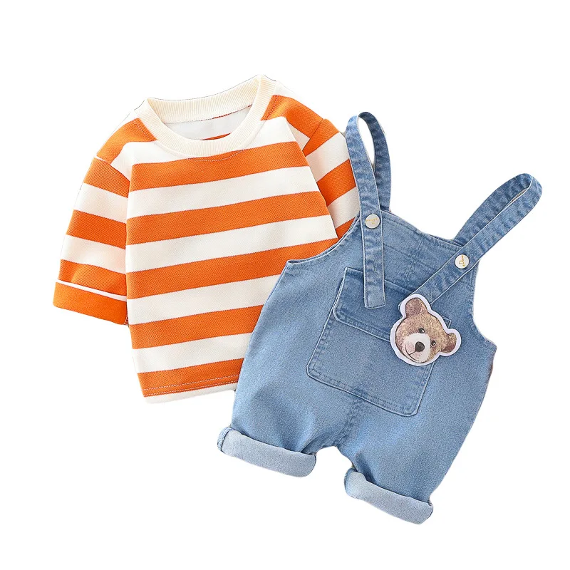 

New Fashion Cute Girls Outfits Children Cartoon Clothing Sets Baby T-shirt Overalls 2Pcs/sets Spring Summer Tracksuits 0-4 Ages