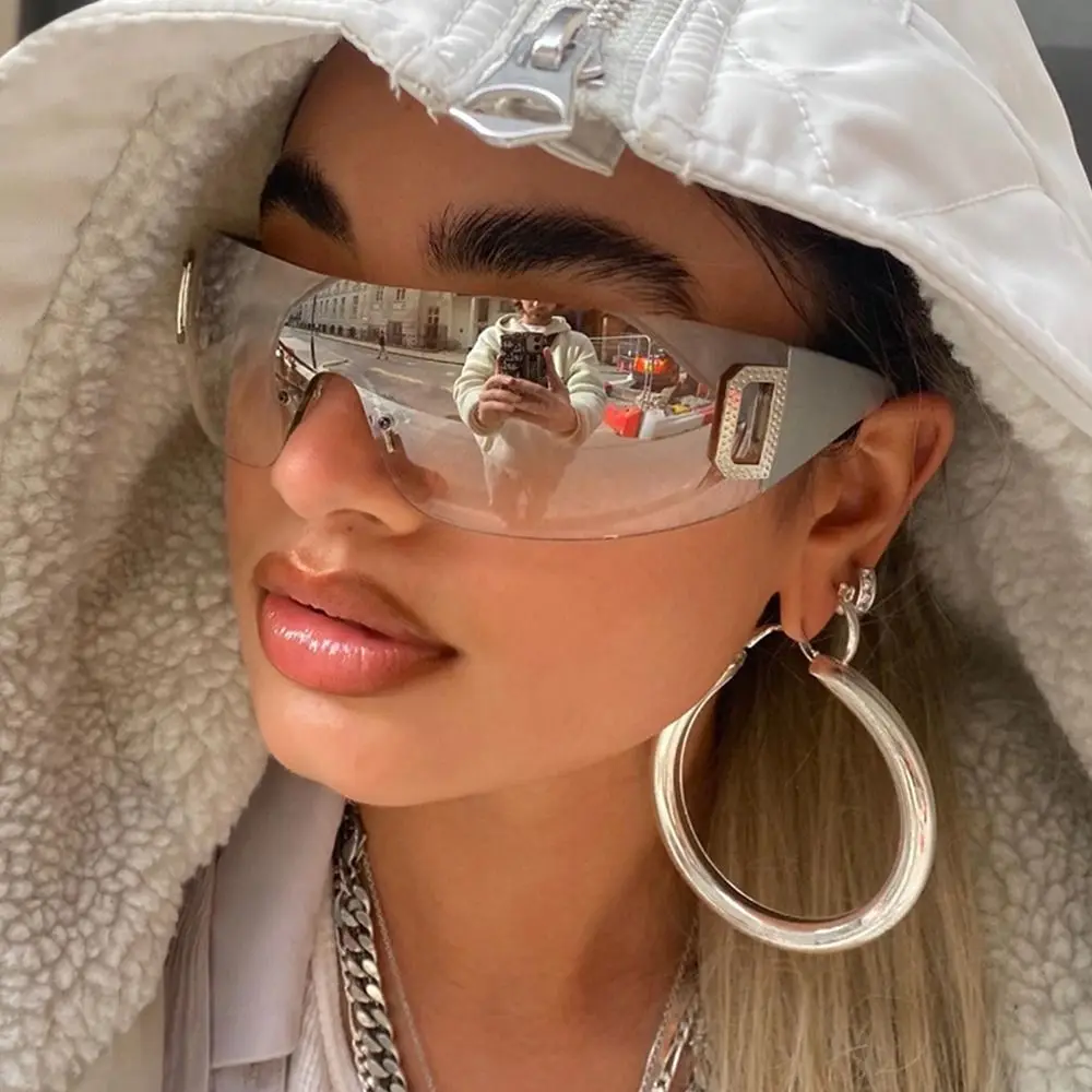 

Fashion Punk Y2k Sunglasses Women Luxury Brand One Piece Cat Eye Sun Glasses UV400 Unisex Shades Eyewear Sports Eyeglasses 2023