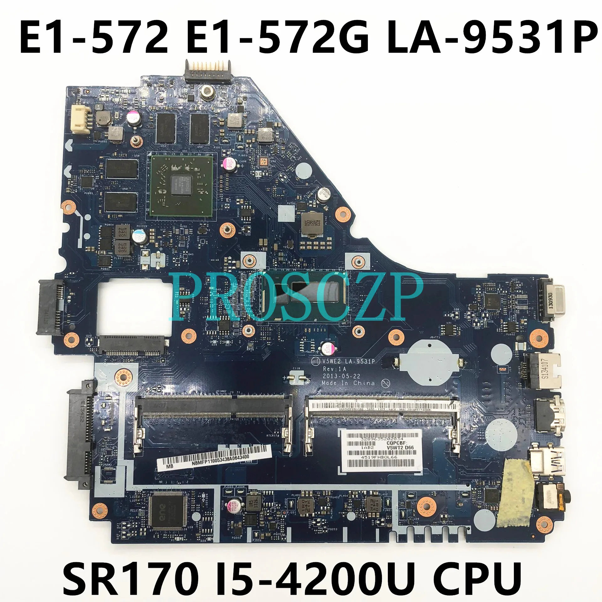 

Материнская плата V5WE2 для ноутбука Acer LA-9531P, материнская плата для ноутбука с процессором SR170 I5-4200U HD8570M DDR3 100%, хорошо протестирована