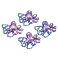 10pcs alloy unique octopus shape charms pendant accessory rainbow color for jewelry making necklace earring metal bulk wholesale