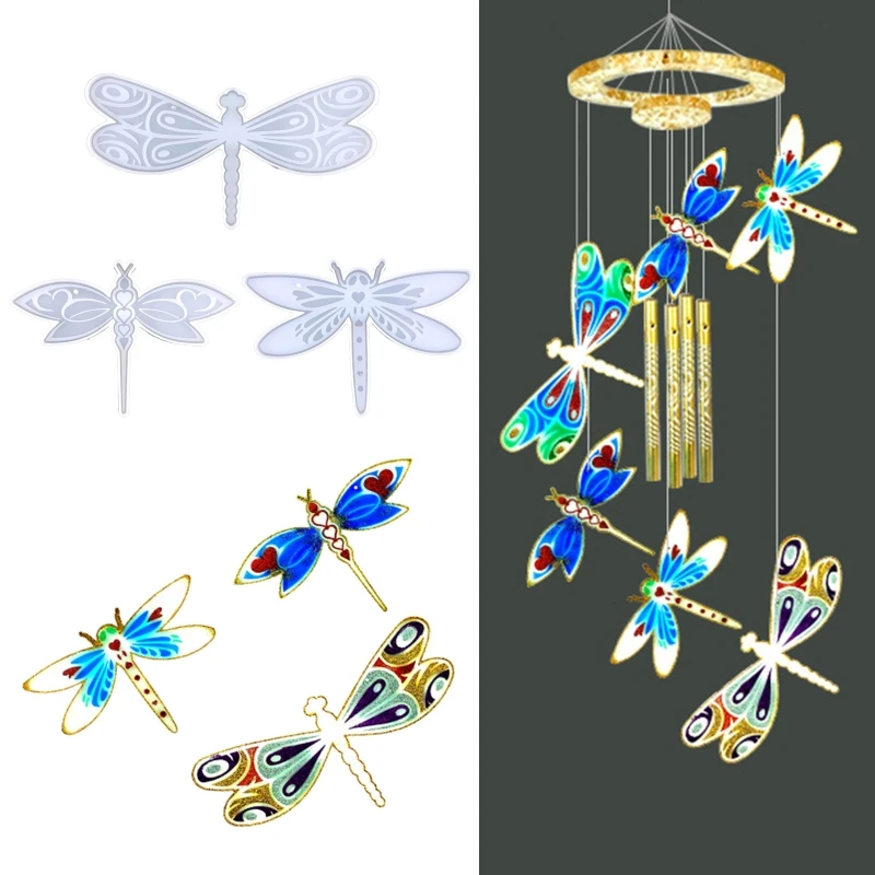 

Shiny Glossy Dragonfly Shape Ornament Silicone Epoxy Resin Mold DIY Keychain Pendant Jewelry for Valentine Gift Craft