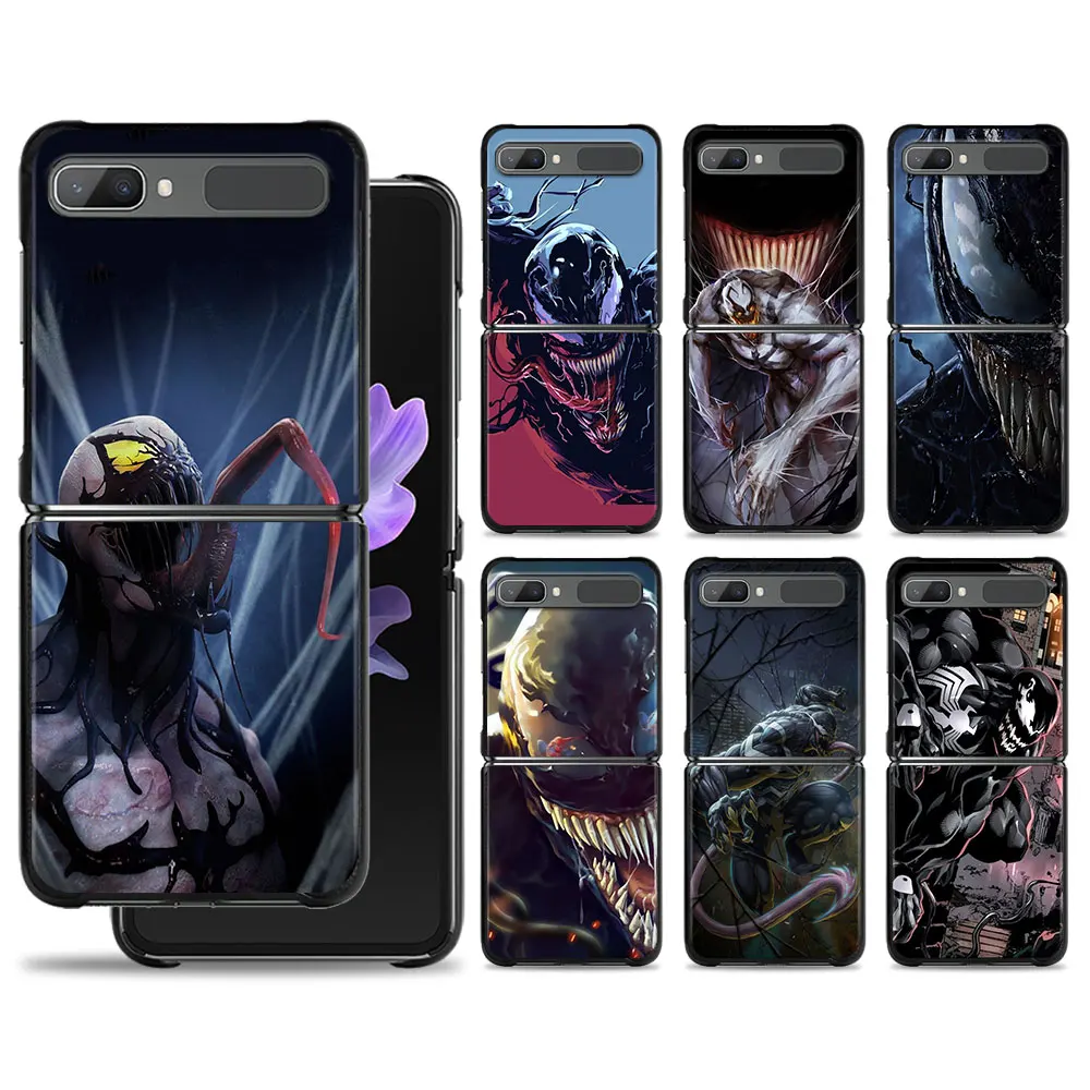 

Black For Samsung Galaxy Z Flip3 5G ZFlip3 Flip ZFlip ZFlip4 Mobilephone Case Marvel Venom Super Hero Hard PC