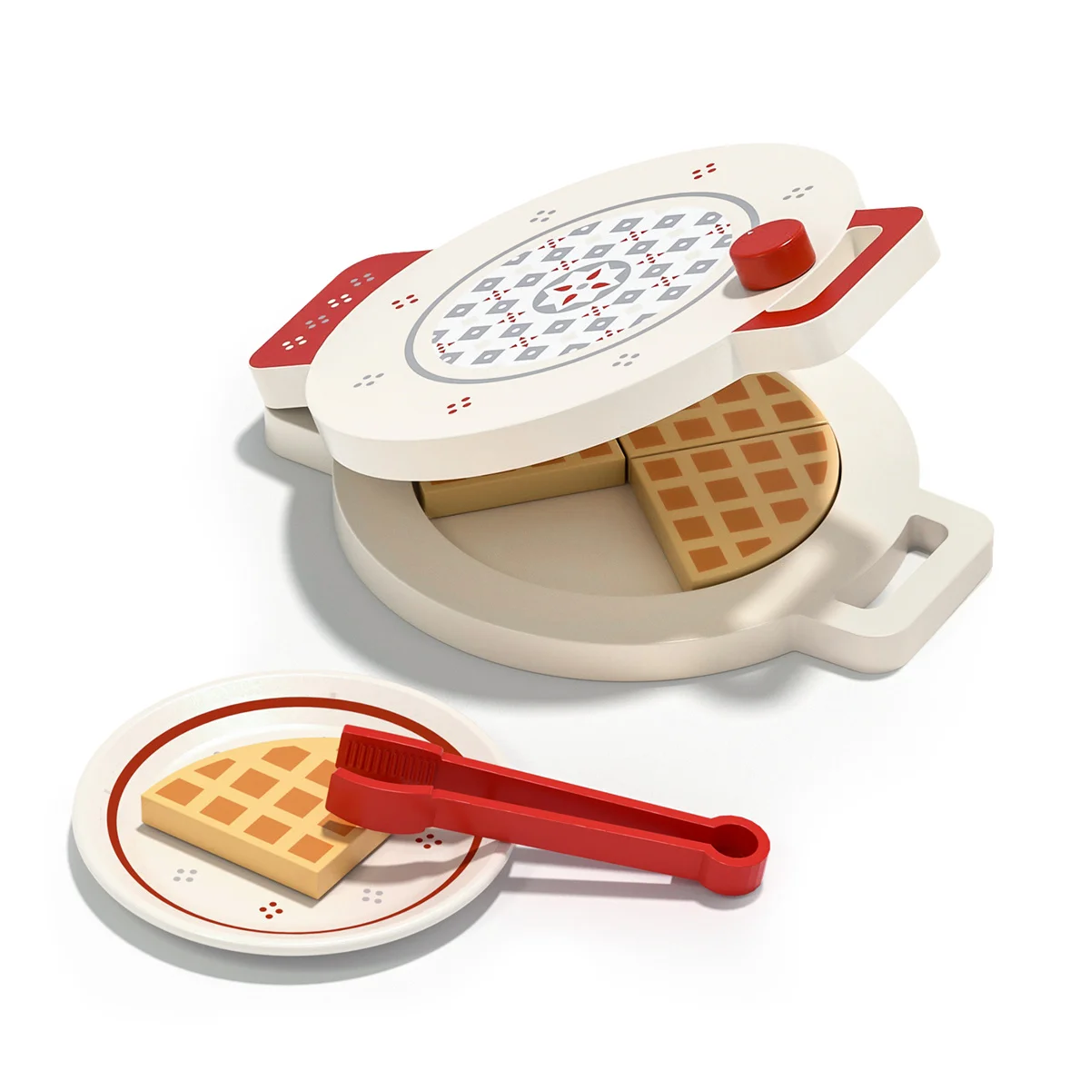 

Waffle Iron Wooden Children's Kitchen Role Play Pancakes Toy Kitchen Toy
