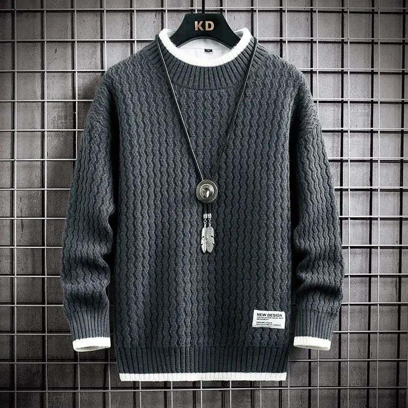 

New Fashion Men Sweater Pullover Casual Autumn Loose Sweaters Jersey Male Winter Knitwear Jumper Tops Man Sweats Mujer 4XL E729