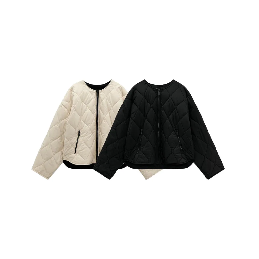 

Zach AiIsa Новая женская Высококачественная модная универсальная с длинными рукавами на молнии Повседневная Свободная хлопковая куртка с карманами и бриллиантами в клетку