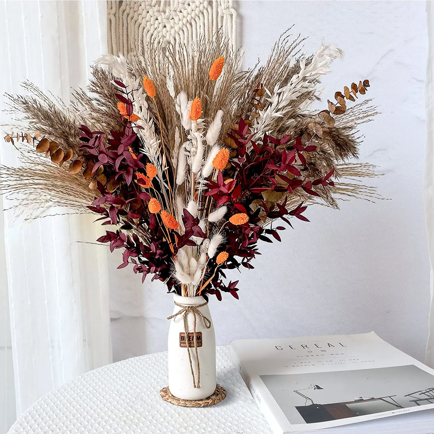 

100Pcs Fluffy Pampas Dried Flowers Bouquet Home Decor Natural Bunny Rabbit Tail Grass Artifical Flower Wedding Party Decoration