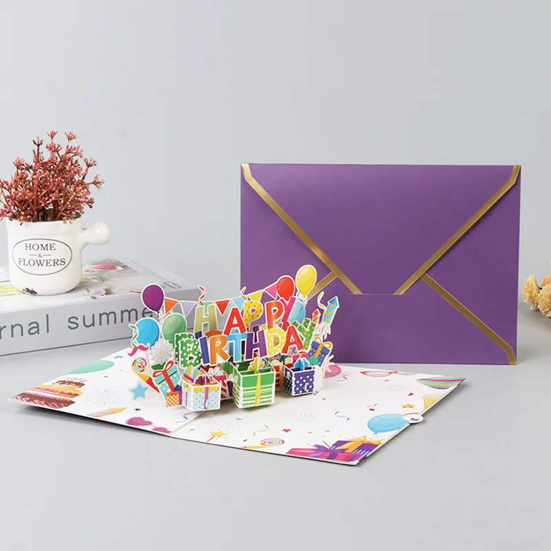 Поздравительная открытка с музыкой на день рождения 3D выдвижным рисунком