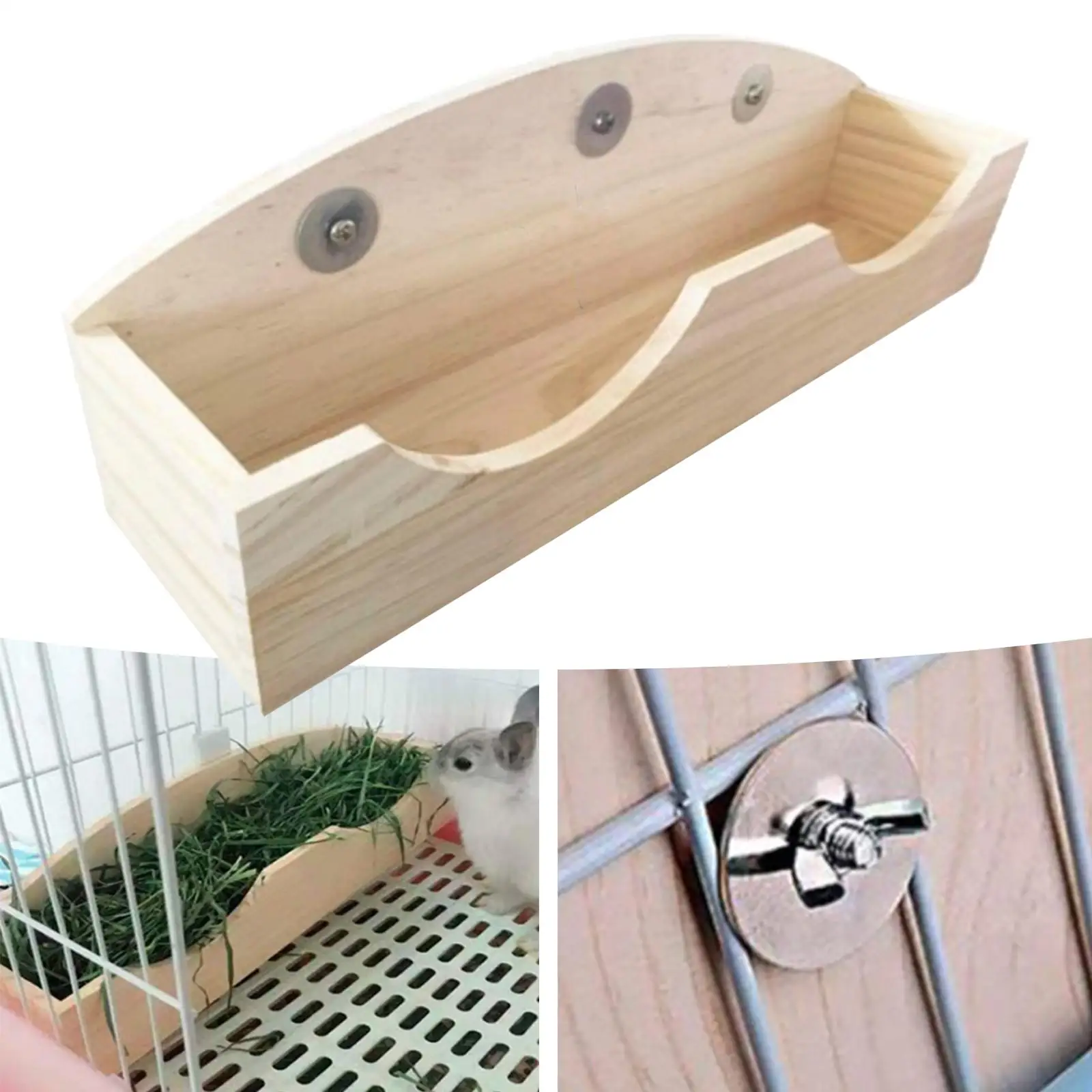 

Durable Wood Rabbit Hay Feeder, Food Manger Accessories Container Supplies Food